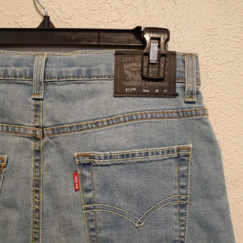 Levi's 511 Jeans Performance Slim Sz 18 Reg W29 L31 Light blue Wash